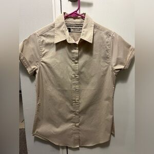 Tan Androgynous Fox Short Sleeve Button-Up Shirt